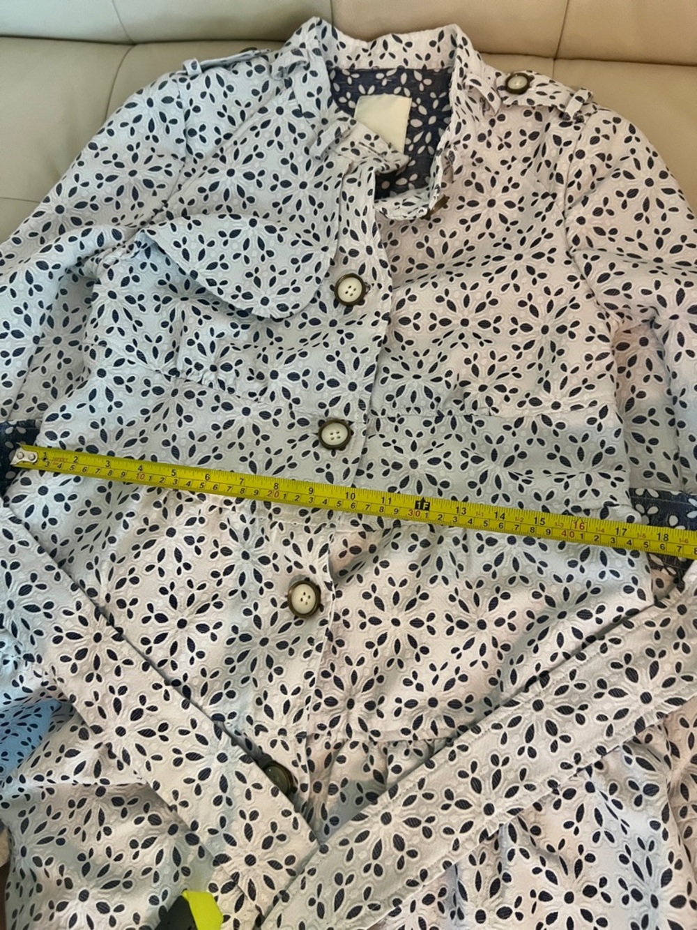 Elevenses White Floral Jean Jacket with Blue eyelet - Picture 16 of 16